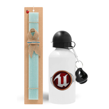 Unreal, Easter Set, metallic aluminum water bottle (500ml) & scented flat candle (30cm) (TURQUOISE)