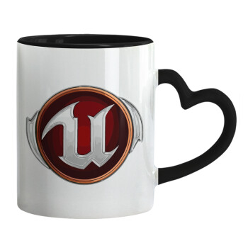 Unreal, Mug heart black handle, ceramic, 330ml