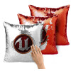 Μαξιλάρι καναπέ Μαγικό Κόκκινο με πούλιες 40x40cm περιέχεται το γέμισμα