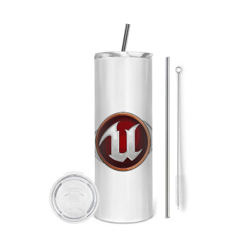 Unreal, Eco friendly stainless steel tumbler 600ml, with metal straw & cleaning brush