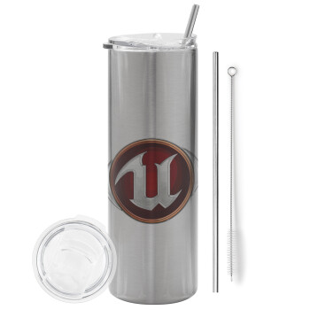 Unreal, Tumbler stainless steel Silver 600ml, with metal straw & cleaning brush