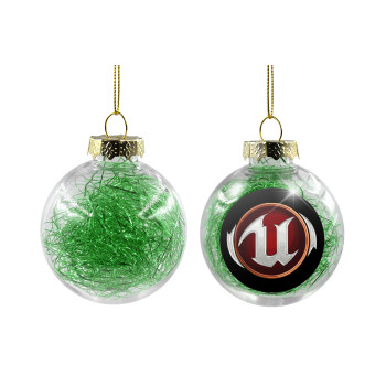 Unreal, Transparent Christmas tree ball ornament with green filling 8cm