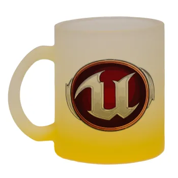 Unreal, Κούπα γυάλινη δίχρωμη με βάση το κίτρινο ματ, 330ml