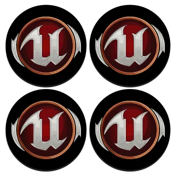 Unreal, SET of 4 round wooden coasters (9cm)