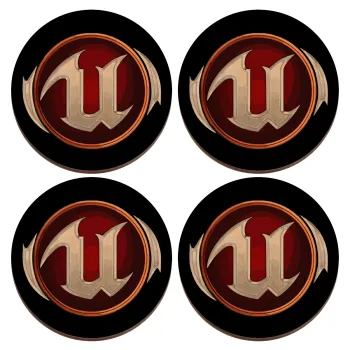 Unreal, ΣΕΤ x4 Σουβέρ ξύλινα στρογγυλά plywood (9cm)