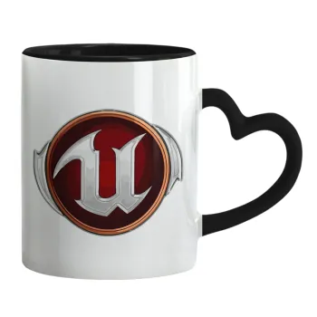 Unreal, Mug heart black handle, ceramic, 330ml
