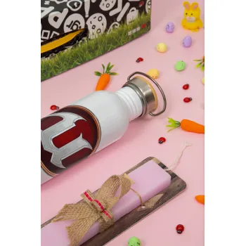 Unreal, Easter Set, SS Metallic water bottle (620ml, stainless steel) & scented flat Easter candle (30cm) (PINK)