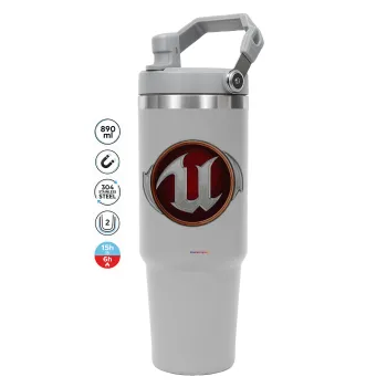Unreal, ΓΚΡΙ χρώματος Θερμός Ανοξείδωτο 890ml (30oz) με χερούλι