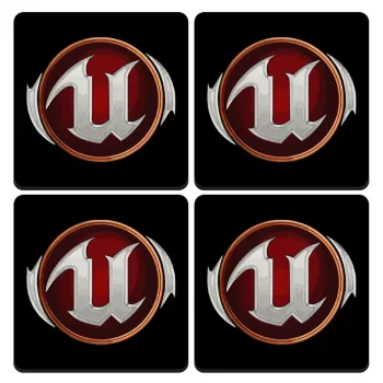 Unreal, ΣΕΤ 4 Σουβέρ ξύλινα τετράγωνα (9cm)