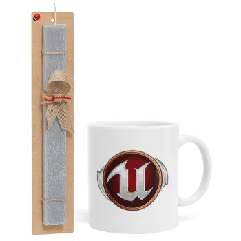 Unreal, Easter Set, Ceramic Cup (330ml) & Easter aromatic flat candle (30cm) (GRAY)