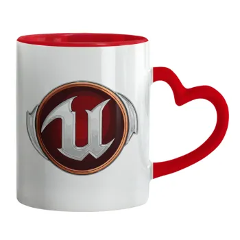 Unreal, Κούπα καρδιά χερούλι κόκκινη, κεραμική, 330ml