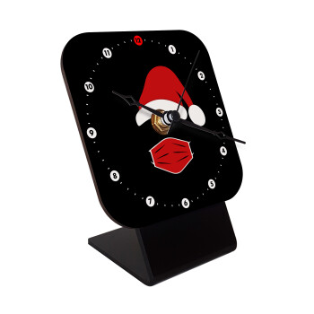 Santa ware a mask, Quartz Wooden table clock with hands (10cm)