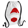Santa ware a mask, Τσάντα πλάτης πουγκί GYMBAG λευκή, με τσέπη (40x48cm) & χονδρά κορδόνια