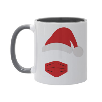 Santa ware a mask, Mug colored grey, ceramic, 330ml