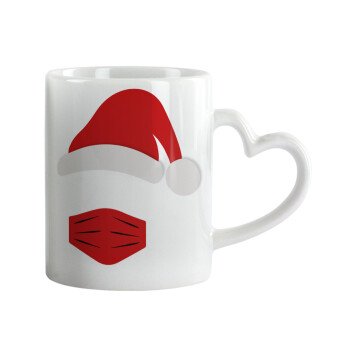 Santa ware a mask, Mug heart handle, ceramic, 330ml