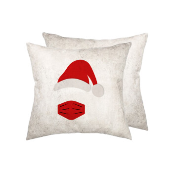 Santa ware a mask, Μαξιλάρι καναπέ Δερματίνη Γκρι 40x40cm με γέμισμα