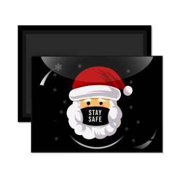 Santa stay safe, Ορθογώνιο μαγνητάκι ψυγείου διάστασης 9x6cm