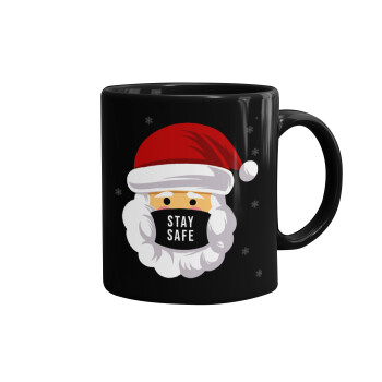 Santa stay safe, Κούπα Μαύρη, κεραμική, 330ml