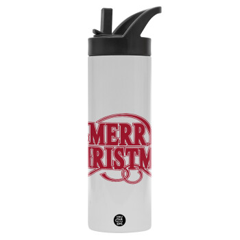 Merry Christmas classical, Water bottle - 600 ml beverage bottle with a lid with a handle