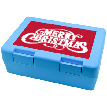 Merry Christmas classical, Children's cookie container LIGHT BLUE 185x128x65mm (BPA free plastic)