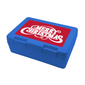 Merry Christmas classical, Children's cookie container BLUE 185x128x65mm (BPA free plastic)