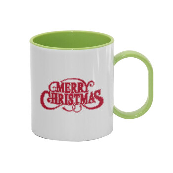 Merry Christmas classical, Κούπα (πλαστική) (BPA-FREE) Polymer Πράσινη για παιδιά, 330ml