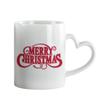 Merry Christmas classical, Mug heart handle, ceramic, 330ml