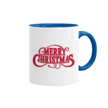 Merry Christmas classical, Mug colored blue, ceramic, 330ml