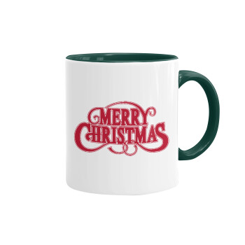 Merry Christmas classical, Mug colored green, ceramic, 330ml