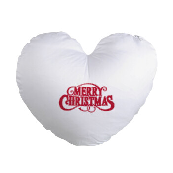 Merry Christmas classical, Μαξιλάρι καναπέ καρδιά 40x40cm περιέχεται το  γέμισμα