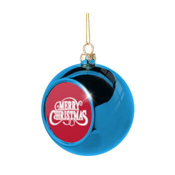 Merry Christmas classical, Χριστουγεννιάτικη μπάλα δένδρου Μπλε 8cm