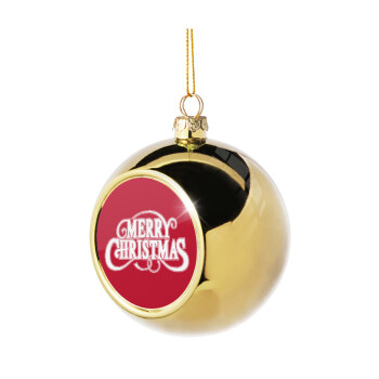 Merry Christmas classical, Χριστουγεννιάτικη μπάλα δένδρου Χρυσή 8cm