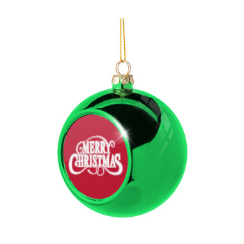 Merry Christmas classical, Χριστουγεννιάτικη μπάλα δένδρου Πράσινη 8cm