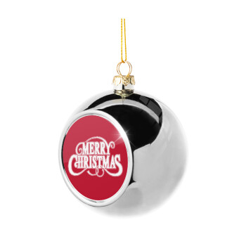 Merry Christmas classical, Χριστουγεννιάτικη μπάλα δένδρου Ασημένια 8cm
