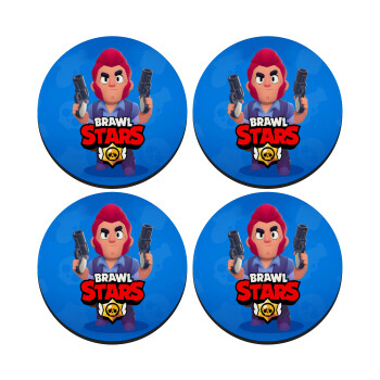 Brawl Stars Colt, SET of 4 round wooden coasters (9cm)