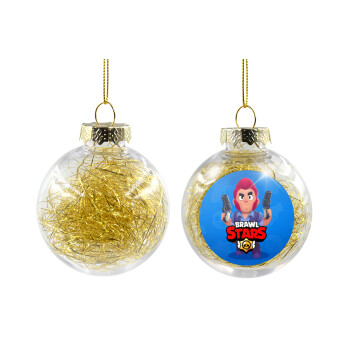 Brawl Stars Colt, Transparent Christmas tree ball ornament with gold filling 8cm