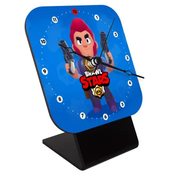 Brawl Stars Colt, Quartz Wooden table clock with hands (10cm)