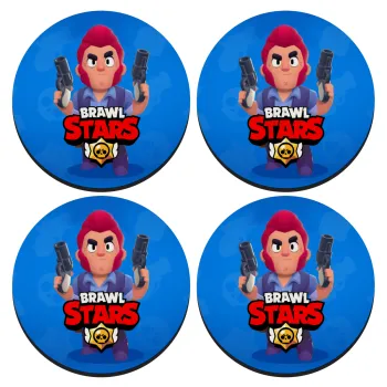 Brawl Stars Colt, ΣΕΤ 4 Σουβέρ ξύλινα στρογγυλά (9cm)