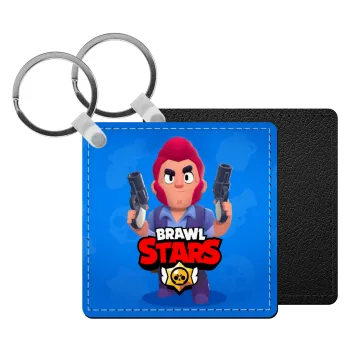 Brawl Stars Colt, Μπρελόκ Δερματίνη, τετράγωνο ΜΑΥΡΟ (5x5cm)