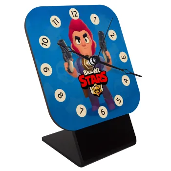 Brawl Stars Colt, Quartz Table clock in natural wood (10cm)