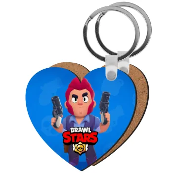 Brawl Stars Colt, Μπρελόκ Ξύλινο καρδιά MDF