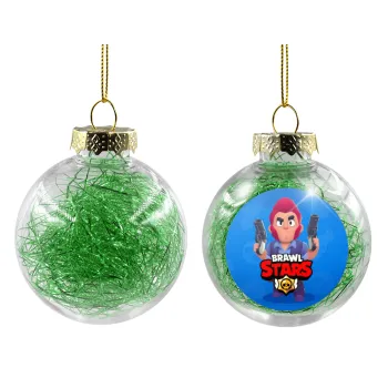 Brawl Stars Colt, Transparent Christmas tree ball ornament with green filling 8cm