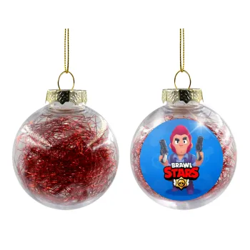 Brawl Stars Colt, Transparent Christmas tree ball ornament with red filling 8cm