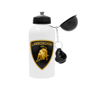 Lamborghini, Metal water bottle, White, aluminum 500ml