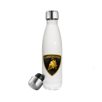 Lamborghini, Metal mug thermos White (Stainless steel), double wall, 500ml