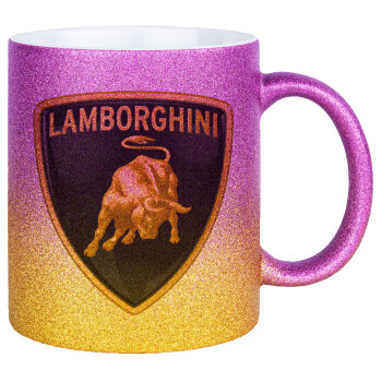Lamborghini, Κούπα Χρυσή/Ροζ Glitter, κεραμική, 330ml