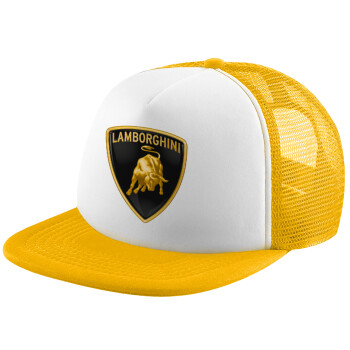 Lamborghini, Καπέλο Ενηλίκων Soft Trucker με Δίχτυ Κίτρινο/White (POLYESTER, ΕΝΗΛΙΚΩΝ, UNISEX, ONE SIZE)