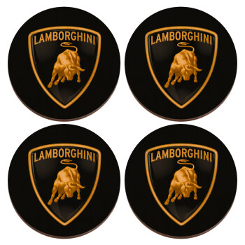 Lamborghini, ΣΕΤ x4 Σουβέρ ξύλινα στρογγυλά plywood (9cm)