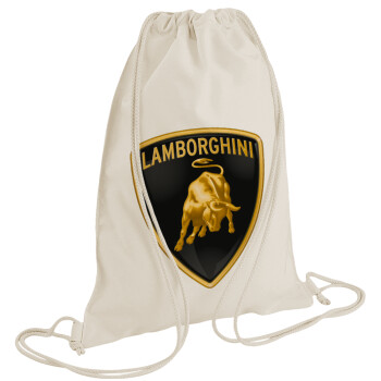 Lamborghini, Τσάντα πλάτης πουγκί GYMBAG natural (28x40cm)