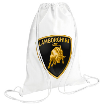 Lamborghini, Τσάντα πλάτης πουγκί GYMBAG λευκή (28x40cm)